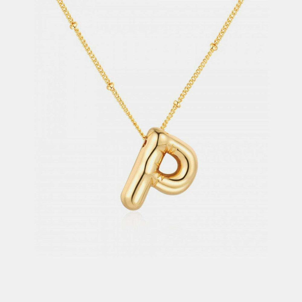 Gold-Plated Letter Pendant Necklace - Trendsi - Flyclothing LLC