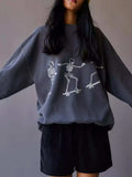 Skeleton Graphic Oversized Sweatshirt - Trendsi - Flyclothing LLC