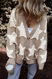 Star Button Up Long Sleeve Cardigan - Trendsi - Flyclothing LLC