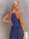 Ruffled Sleeveless Tiered Maxi Dress with Pockets - Trendsi - Flyclothing LLC