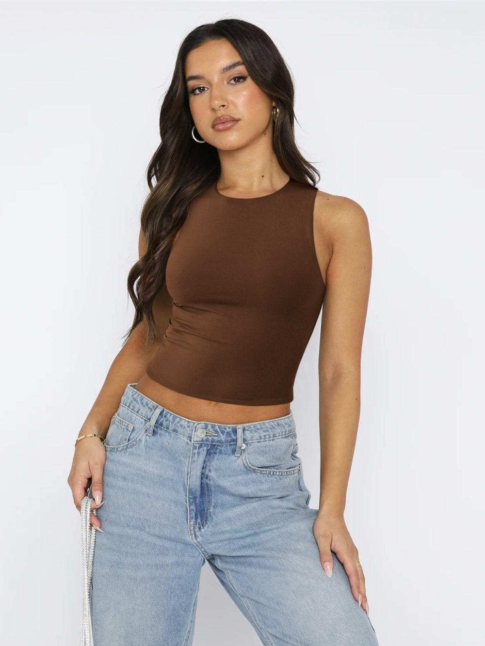 Round Neck Cropped Tank - Trendsi - Flyclothing LLC