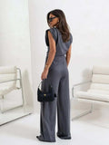 Slit Ruched Top and Wide Leg Pants Set - Trendsi - Flyclothing LLC