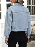 Button Up Denim Jacket with Chest Pockets - Trendsi - Flyclothing LLC