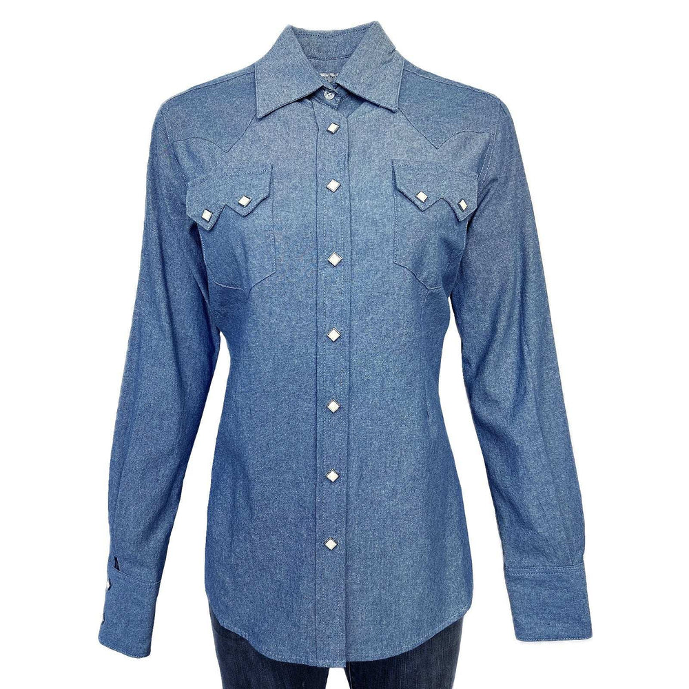 Rockmount Ranch Ware Women's Indigo Chambray Sawtooth Pocket Western Shirt - Rockmount Clothing - Flyclothing LLC