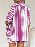 Striped Button Up Shirt and Shorts Set - Trendsi - Flyclothing LLC