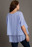 Umgee Full Size Eyelet Layered Short Sleeve Blouse Plus Size - Trendsi - Flyclothing LLC