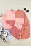 Color Block Round Neck Top and Shorts Set - Trendsi - Flyclothing LLC