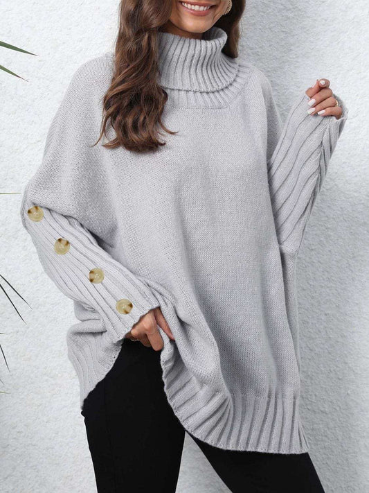 Turtleneck Long Sleeve Sweater - Trendsi - Flyclothing LLC