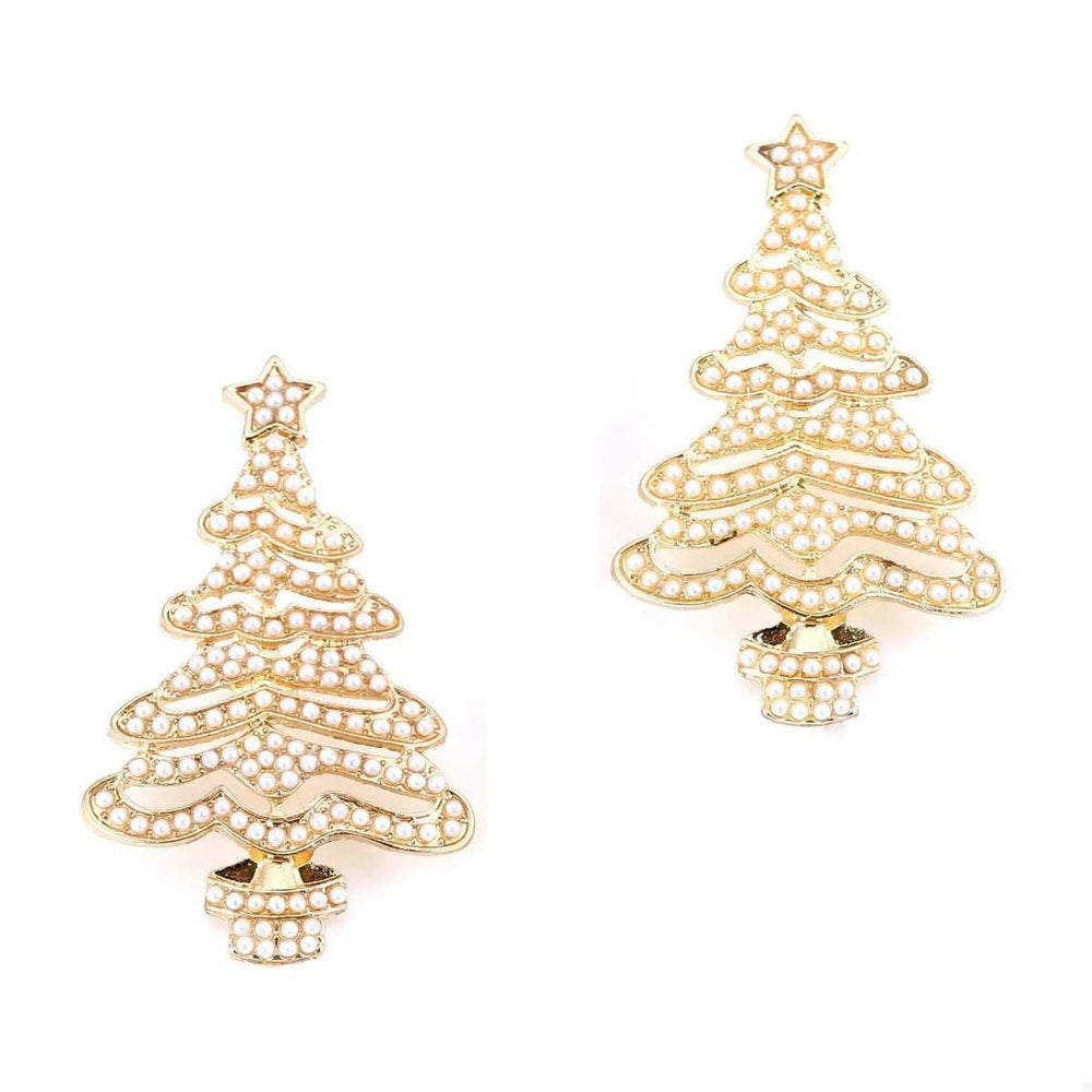 Christmas Tree Rhinestone Earrings - Trendsi - Flyclothing LLC