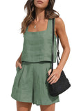 Square Neck Tank and Shorts Set - Trendsi - Flyclothing LLC