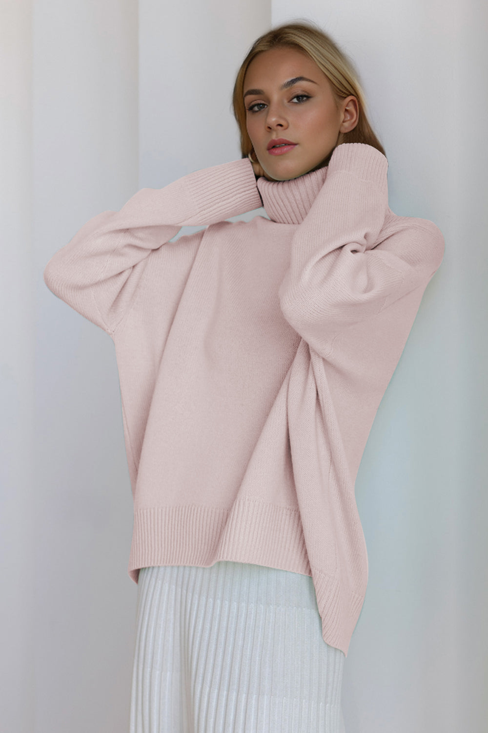 Basic Bae Turtleneck Dropped Shoulder Long Sleeve Sweater - ShopBasicbae - Flyclothing LLC
