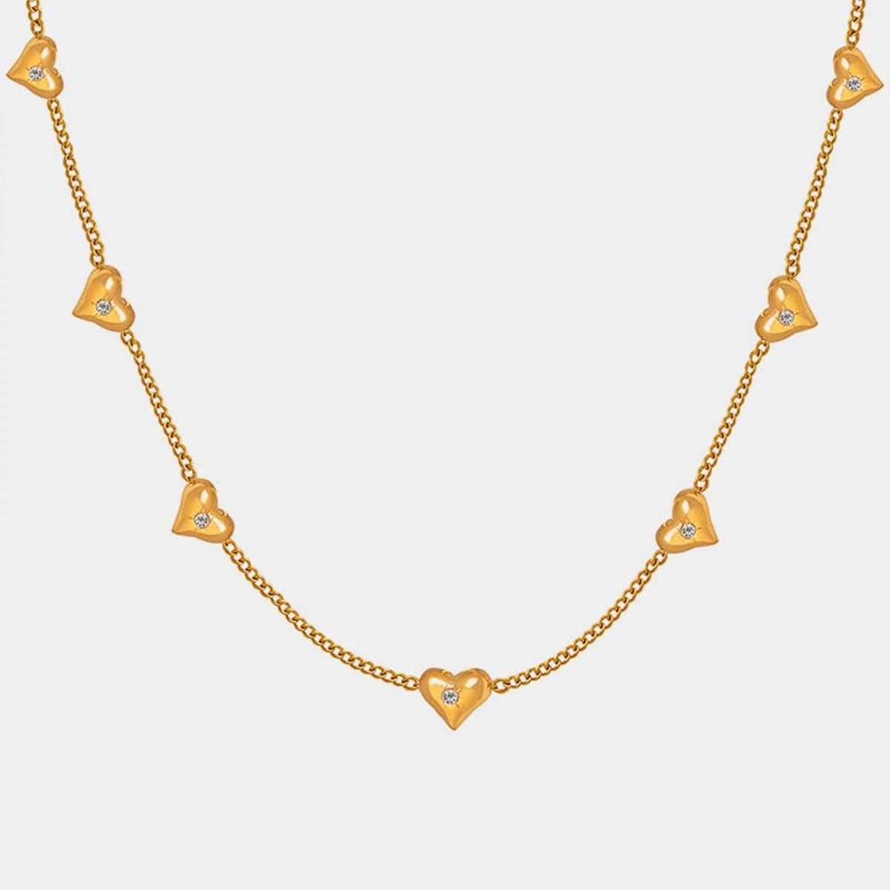Titanium Steel Zircon Heart Necklace - Trendsi - Flyclothing LLC