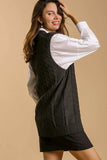 Umgee Full Size Cable V-Neck Vest Sweater Plus Size - Trendsi - Flyclothing LLC