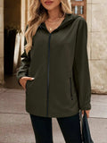 Pocketed Zip Up Hooded Jacket - Trendsi - Flyclothing LLC
