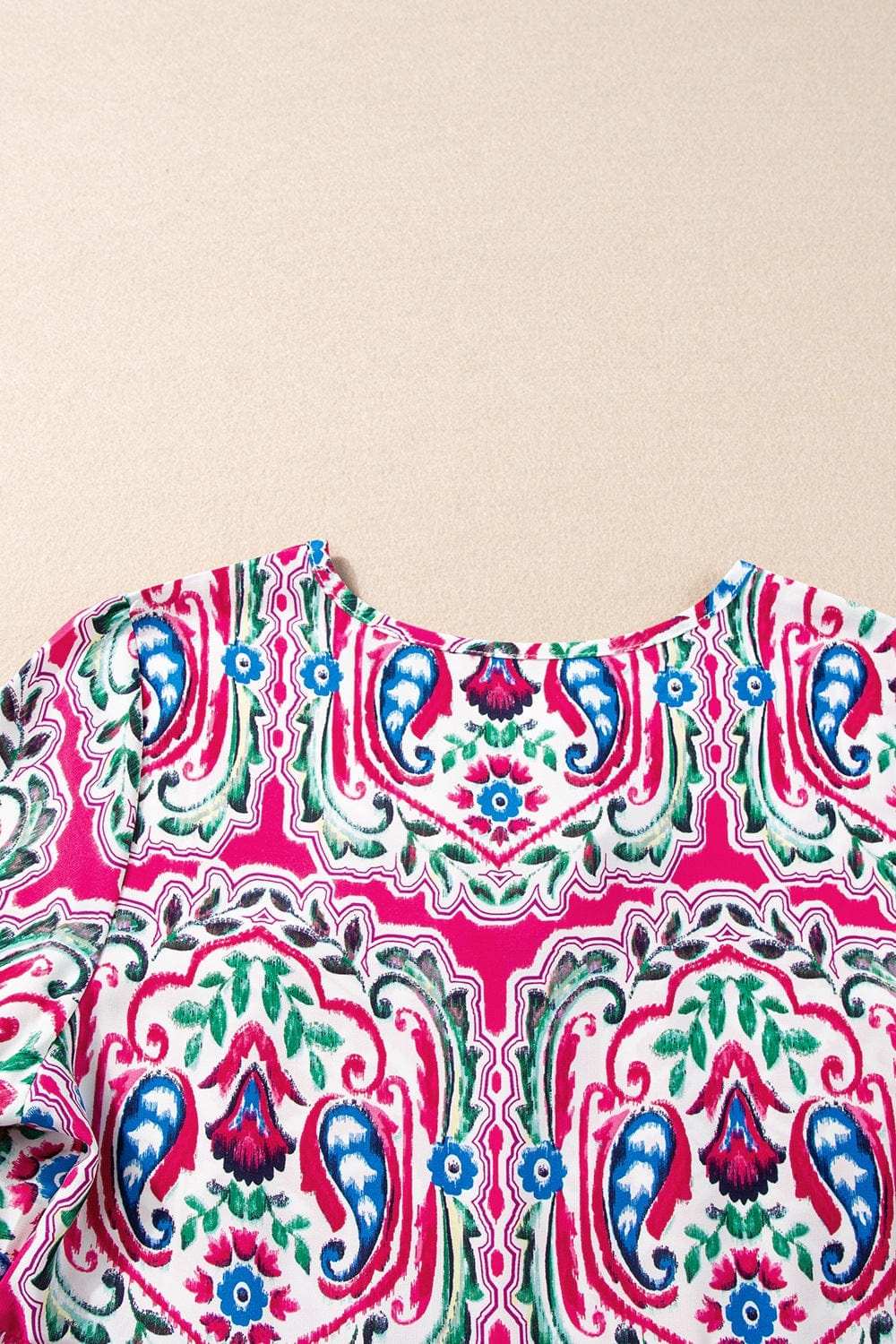 Printed Tie Neck Short Sleeve Dress - Trendsi - Flyclothing LLC