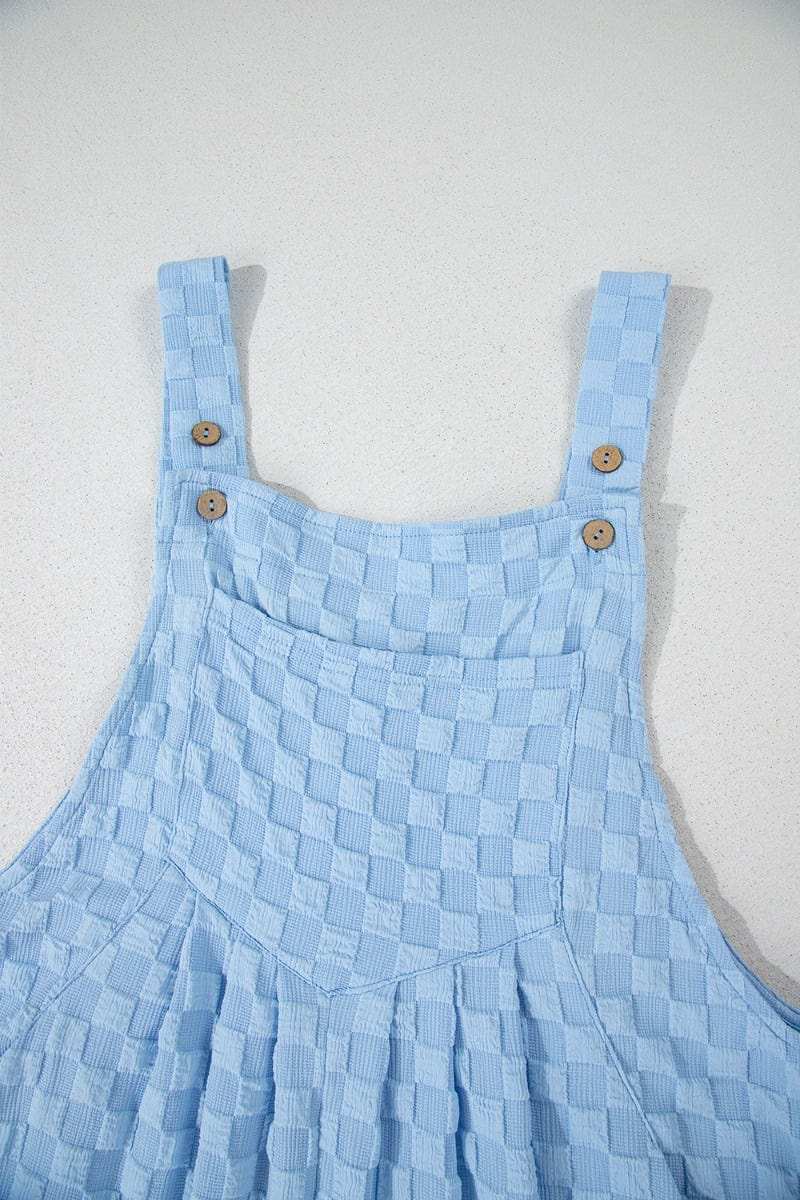 Checkered Pocketed Wide Leg Overalls - Trendsi - Flyclothing LLC