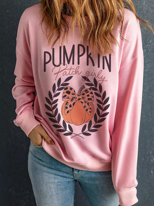 Halloween Leopard Bowknot Pumpkin Graphic Sweatshirt - Trendsi - Flyclothing LLC