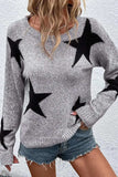 Star Round Neck Dropped Shoulder Sweater - Trendsi - Flyclothing LLC