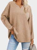 Waffle Knit Round Neck Long Sleeve T-Shirt - Trendsi - Flyclothing LLC