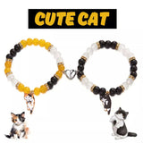 2 Piece Beaded Cat Charm Bracelet - Trendsi - Flyclothing LLC