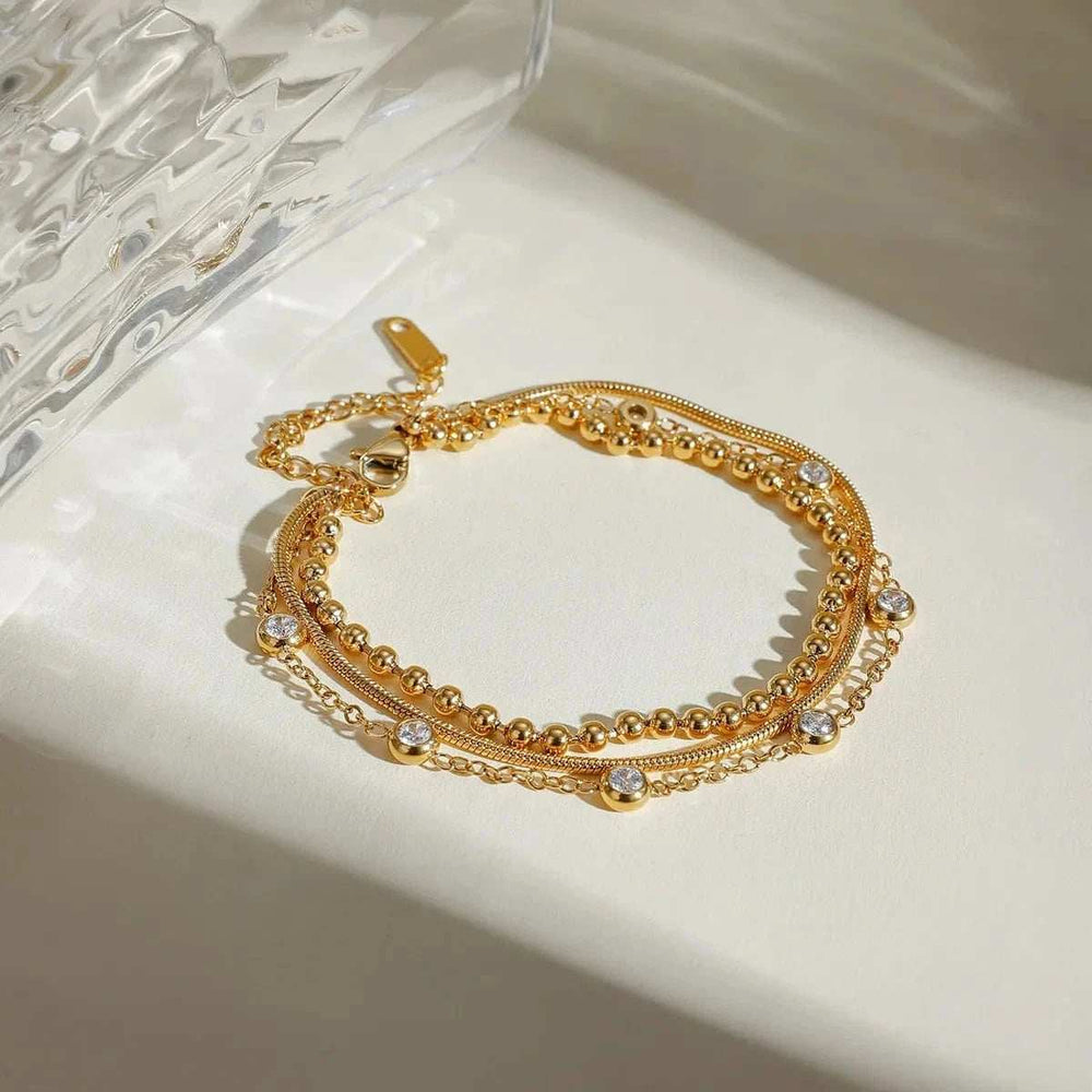 18K Gold-Plated Layered Inlaid Zircon Bracelet - Trendsi - Flyclothing LLC