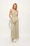 And The Why Square Neck Button Down Cropped Wide Leg Jumpsuit - Trendsi - Flyclothing LLC