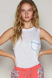 POL Floral Detail Pocket Patch Tank Top - Trendsi - Flyclothing LLC