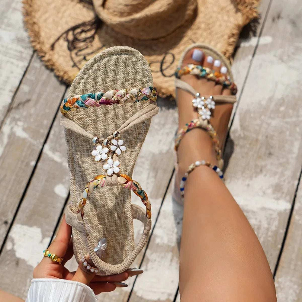 Open Toe Flats Sandals - Trendsi - Flyclothing LLC