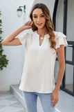 Ruffled Notched Short Sleeve Blouse - Trendsi - Flyclothing LLC