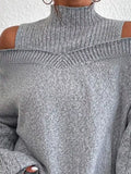 Cold Shoulder Turtleneck Sweater - Trendsi - Flyclothing LLC