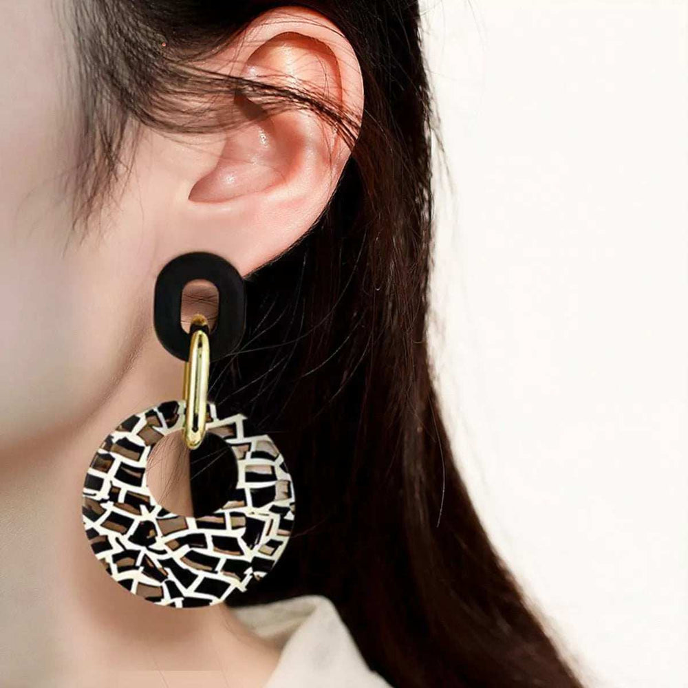 Printed Circle Dangle Earrings - Trendsi - Flyclothing LLC