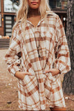 Plaid Collared Neck Long Sleeve Mini Shirt Dress - Trendsi - Flyclothing LLC