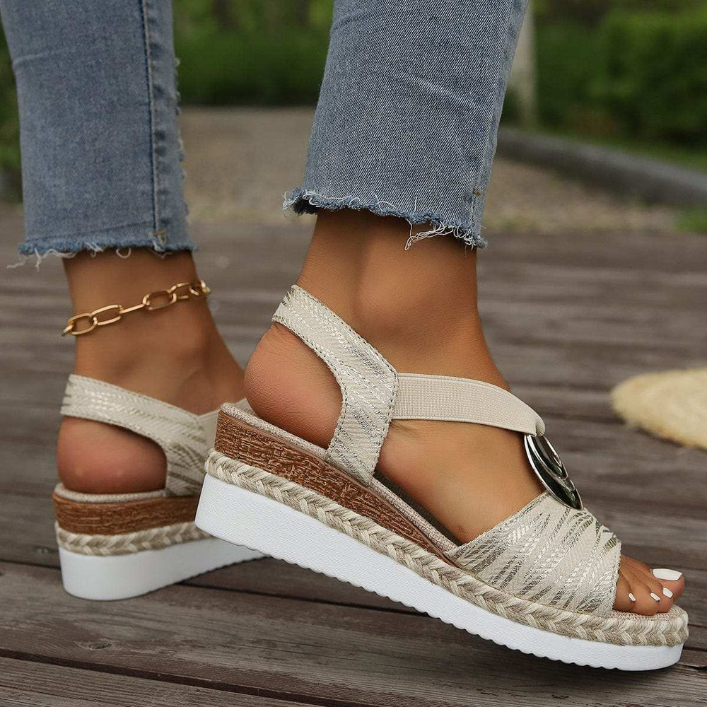 Peep Toe Wedge Sandals - Trendsi - Flyclothing LLC