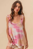 BiBi Tie Dye Printed Textured Woven with Ruffled - Trendsi - Flyclothing LLC