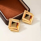 18K Gold-Plated Geometric Stud Earrings - Trendsi - Flyclothing LLC