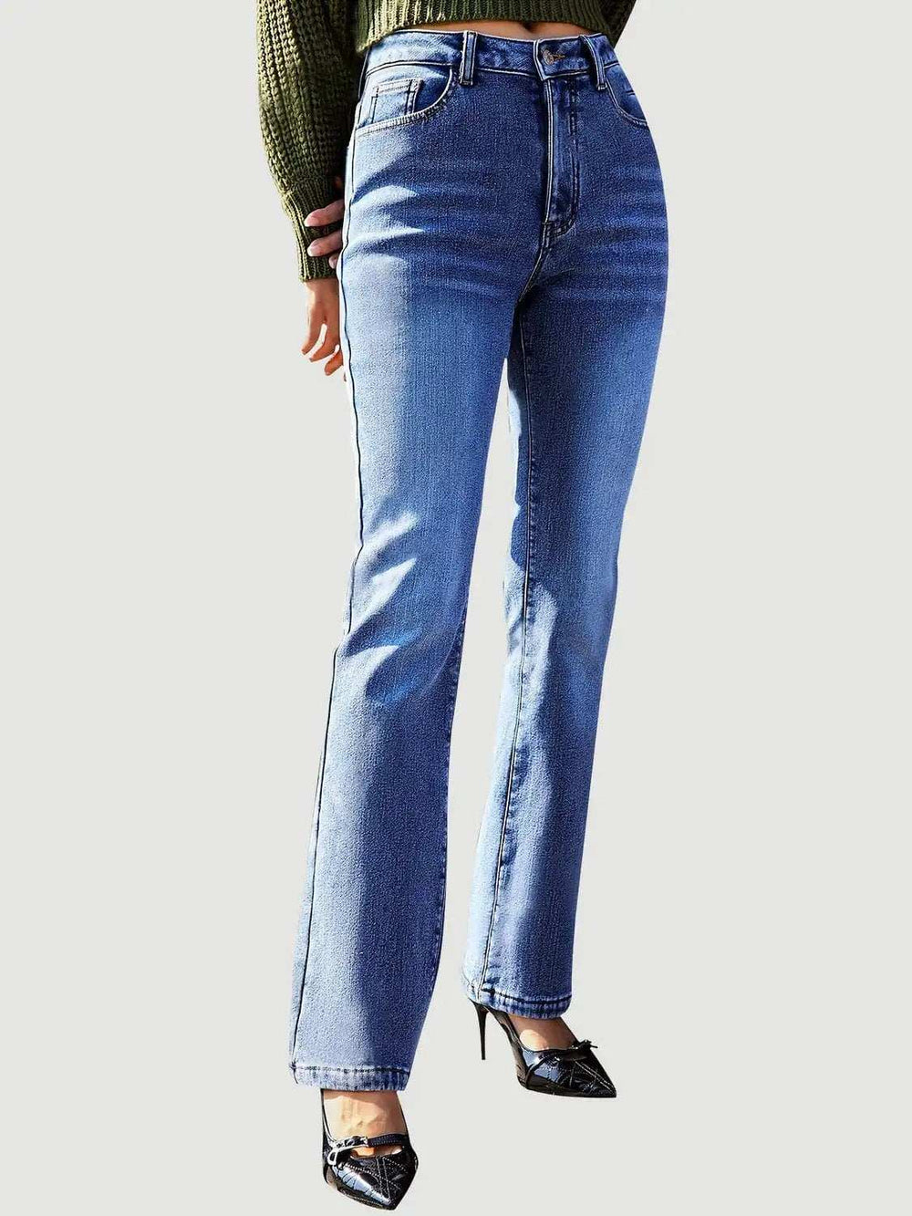 Straight Leg Jeans with Pockets - Trendsi - Flyclothing LLC