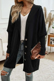 Button Up Long Sleeve Hooded Cardigan - Trendsi - Flyclothing LLC