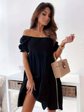 Full Size Ruffled Off-Shoulder Short Sleeve Dress - Trendsi - Flyclothing LLC