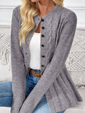Cable-Knit Button-Down Cardigan - Trendsi - Flyclothing LLC