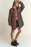 J.NNA Snap Down Tweed Plaid Contrast Longline Shacket - Trendsi - Flyclothing LLC