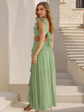 Cutout Ruffled Cap Sleeve Maxi Dress - Trendsi - Flyclothing LLC