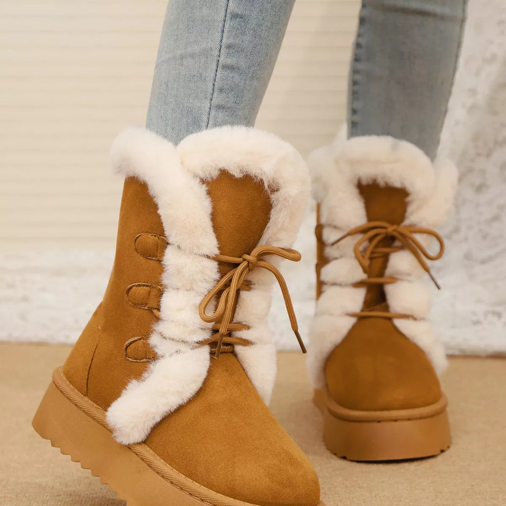 Lace-Up Winter Boots - Trendsi - Flyclothing LLC