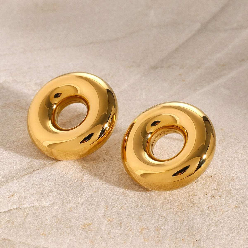 Stainless Steel Cutout Round Shape Earrings - Trendsi - Flyclothing LLC