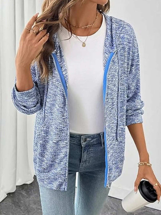 Textured Knit Zip-Up Jacket - Trendsi - Flyclothing LLC