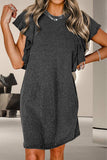 Textured Ruffled Round Neck Cap Sleeve Dress - Trendsi - Flyclothing LLC