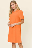 Double Take Full Size Texture Collared Neck Short Sleeve Dress - Trendsi - Flyclothing LLC