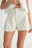 MABLE Pleated High Waist Twill Shorts - Trendsi - Flyclothing LLC