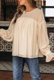 Round Neck Ruffle Sleeve Blouse - Trendsi - Flyclothing LLC