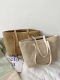 Solid Color Woven Tote Bag - Trendsi - Flyclothing LLC