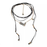 2 Piece Layered Leather Cord Boot Pendant Necklace - Trendsi - Flyclothing LLC